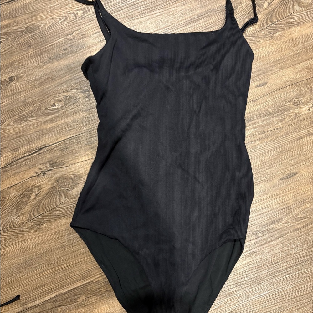 Aerie Black One-Piece Swimsuit Medium Long